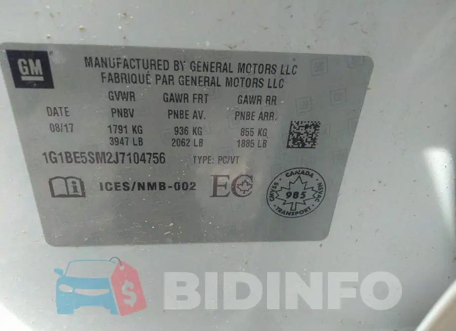 1G1BE5SM2J7104756 Photo# 9