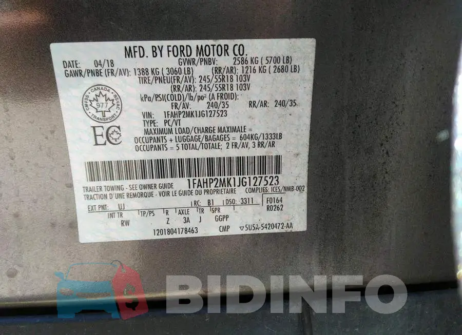 1FAHP2MK1JG127523 Photo# 9