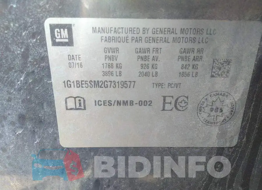 1G1BE5SM2G7319577 Photo# 9