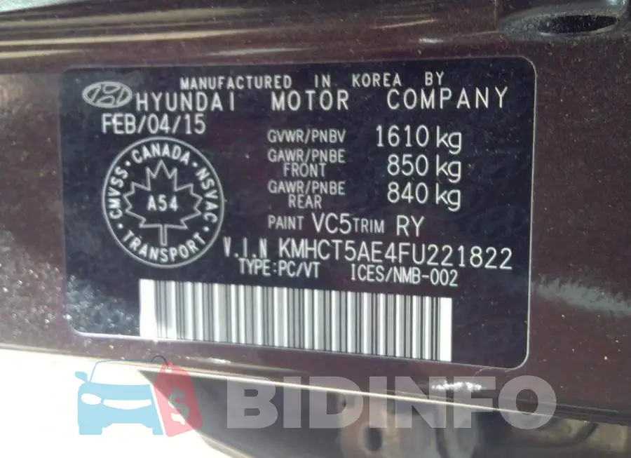 KMHCT5AE4FU221822 Photo# 9