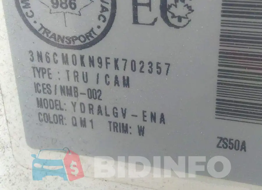 3N6CM0KN9FK702357 Photo# 9