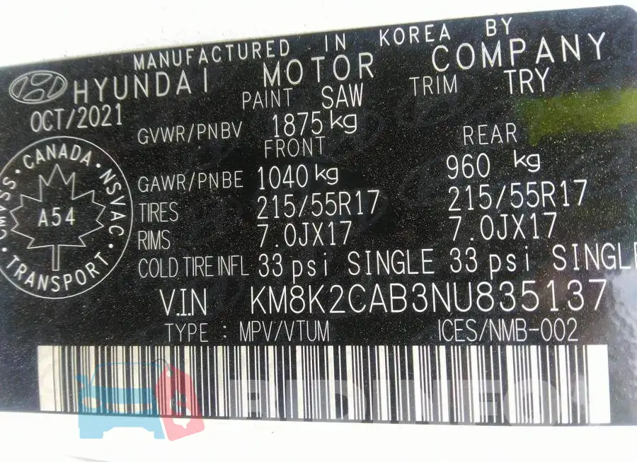 KM8K2CAB3NU835137 Photo# 9