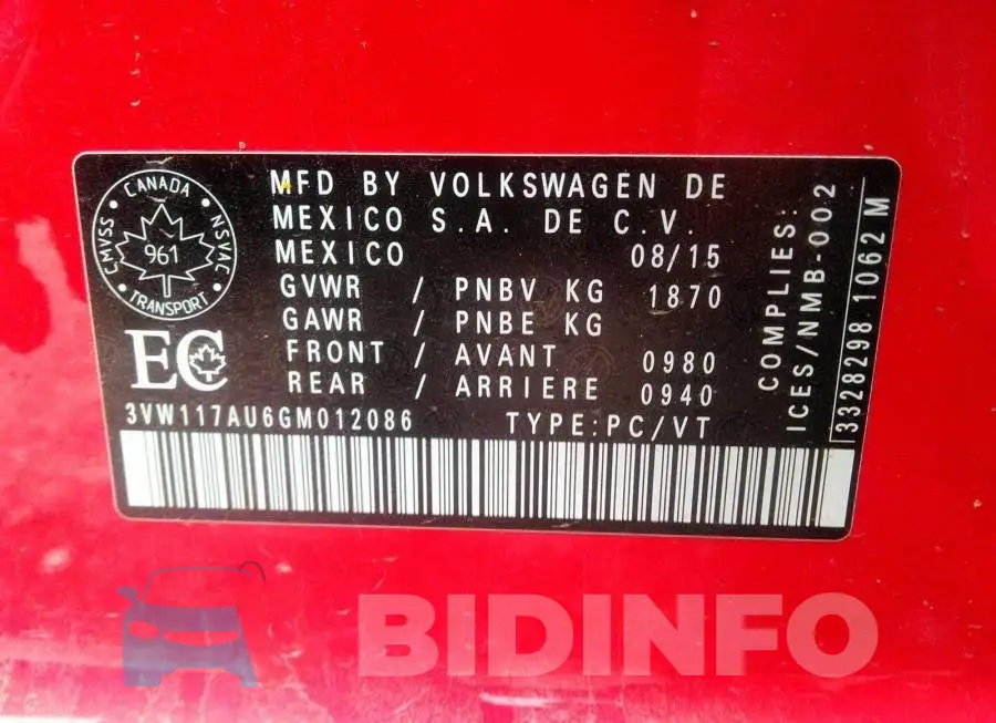 3VW117AU6GM012086 Photo# 9