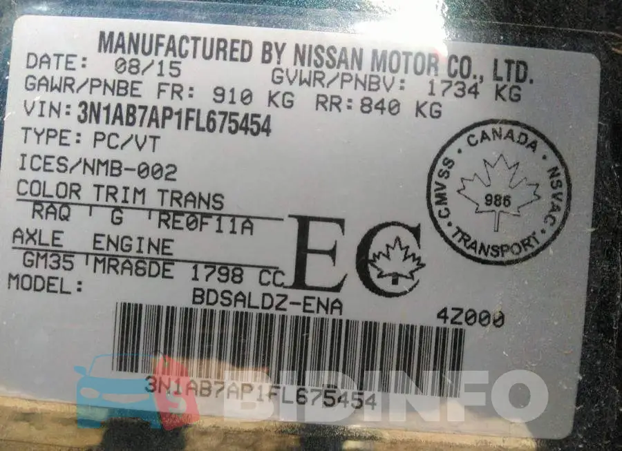 3N1AB7AP1FL675454 Photo# 9