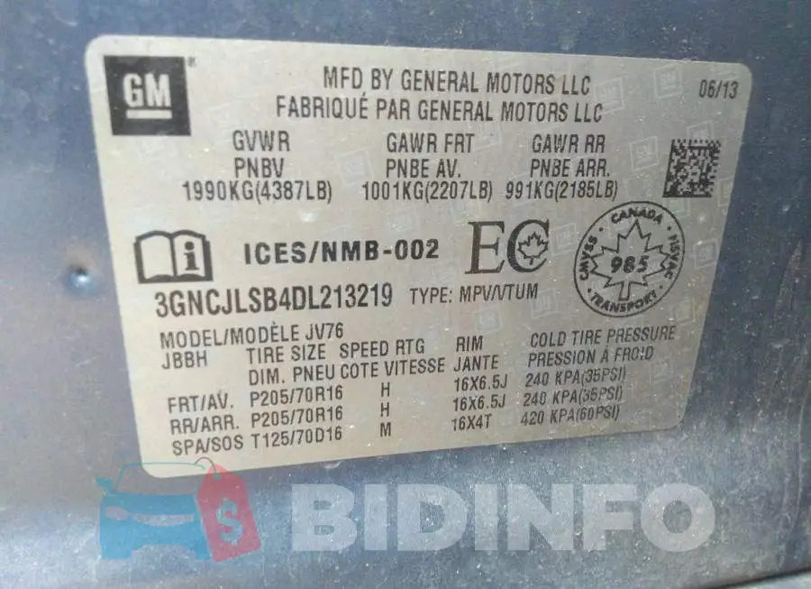 3GNCJLSB4DL213219 Photo# 9