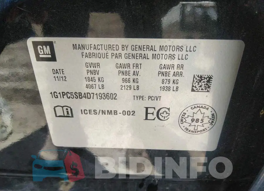 1G1PC5SB4D7193602 Photo# 9