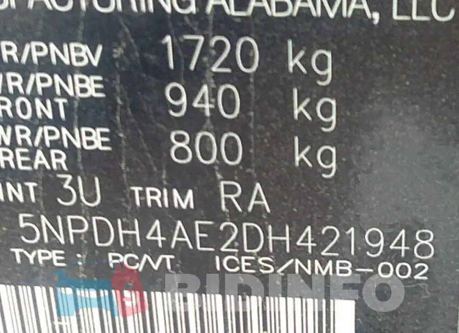 5NPDH4AE2DH421948 Photo# 9
