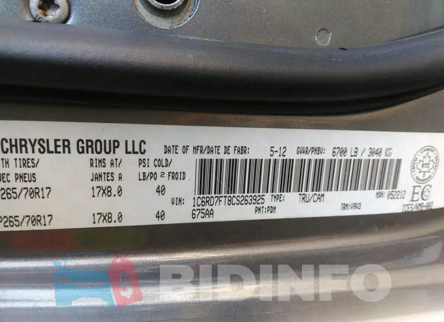 1C6RD7FT8CS263925 Photo# 9