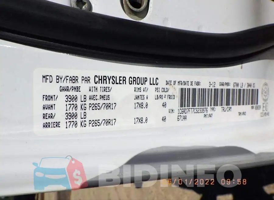 1C6RD7FT7CS233976 Photo# 8