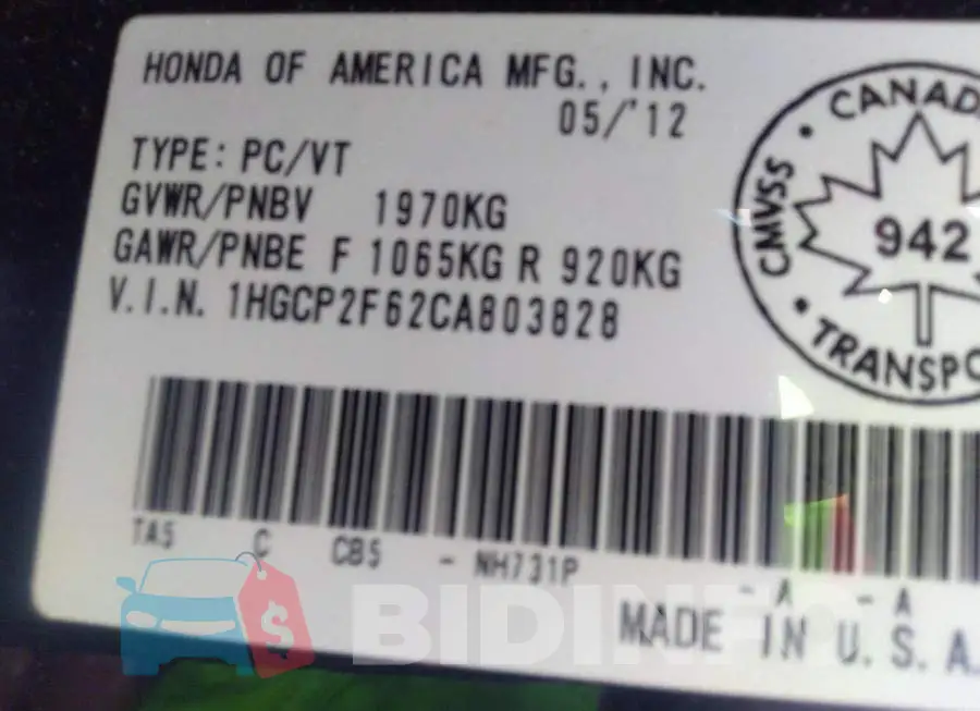 1HGCP2F62CA803828 Photo# 9