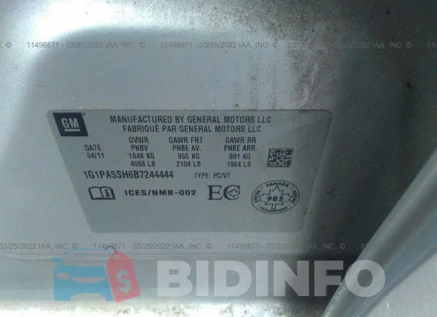 1G1PA5SH6B7244444 Photo# 9