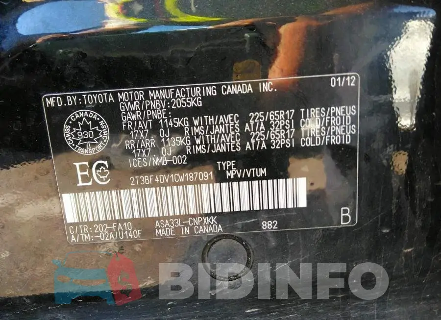 2T3BF4DV1CW187091 Photo# 9