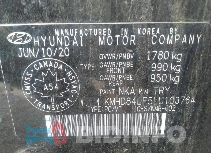 KMHD84LF5LU103764 Photo# 9