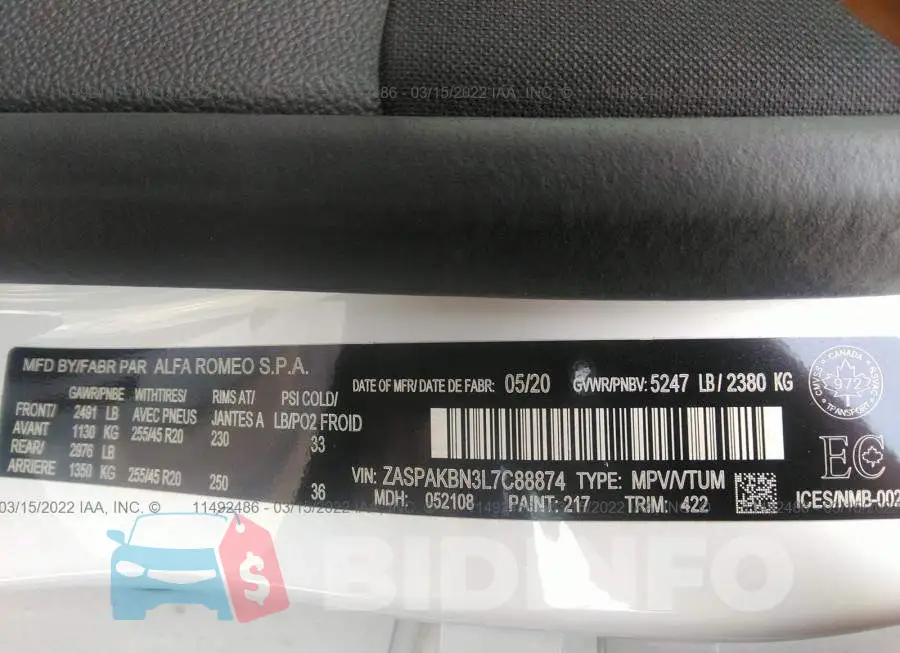 ZASPAKBN3L7C88874 Photo# 9