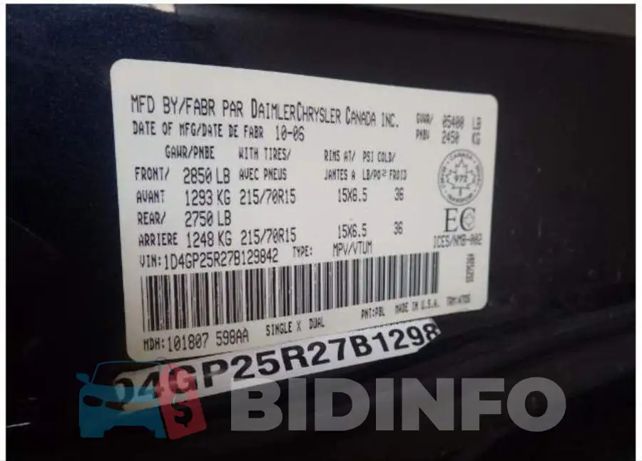 1D4GP25R27B129842 Photo# 5