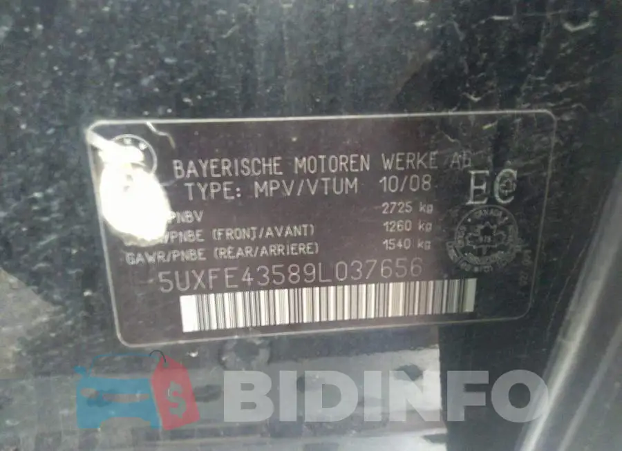 5UXFE43589L037656 Photo# 9