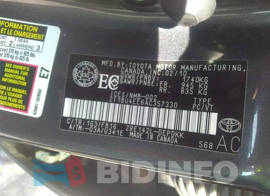 2T1BU4EE6AC357330 Photo# 9