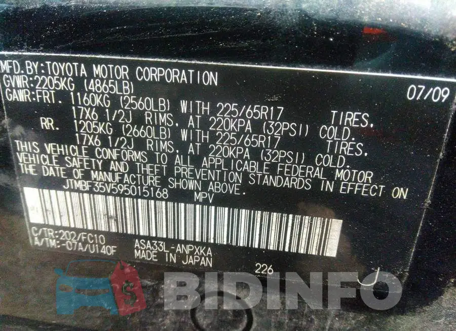 JTMBF35V595015168 Photo# 9