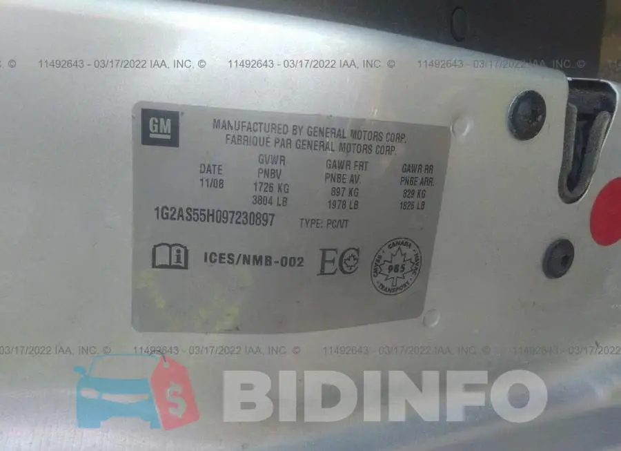 1G2AS55H097230897 Photo# 9