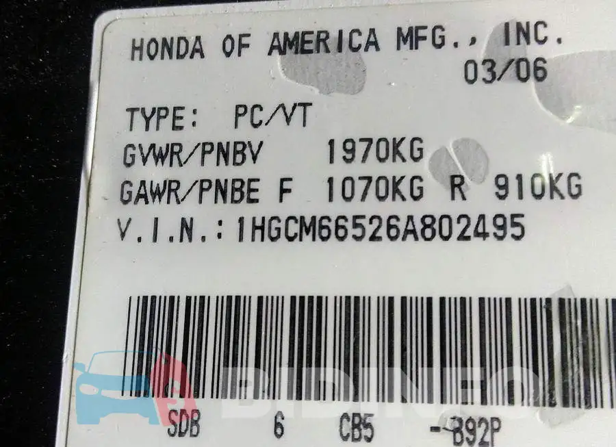 1HGCM66526A802495 Photo# 9