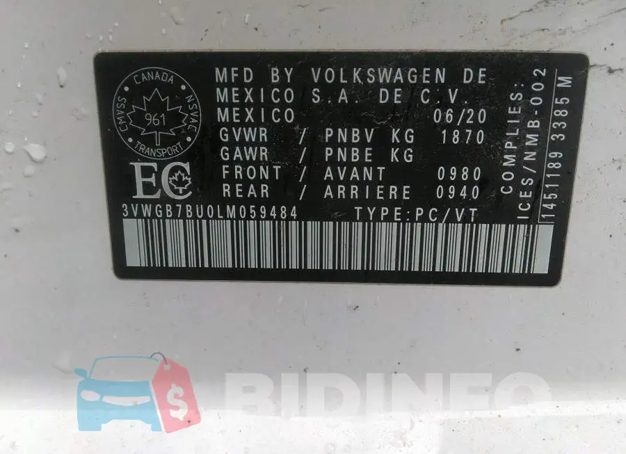 3VWGB7BU0LM059484 Photo# 9