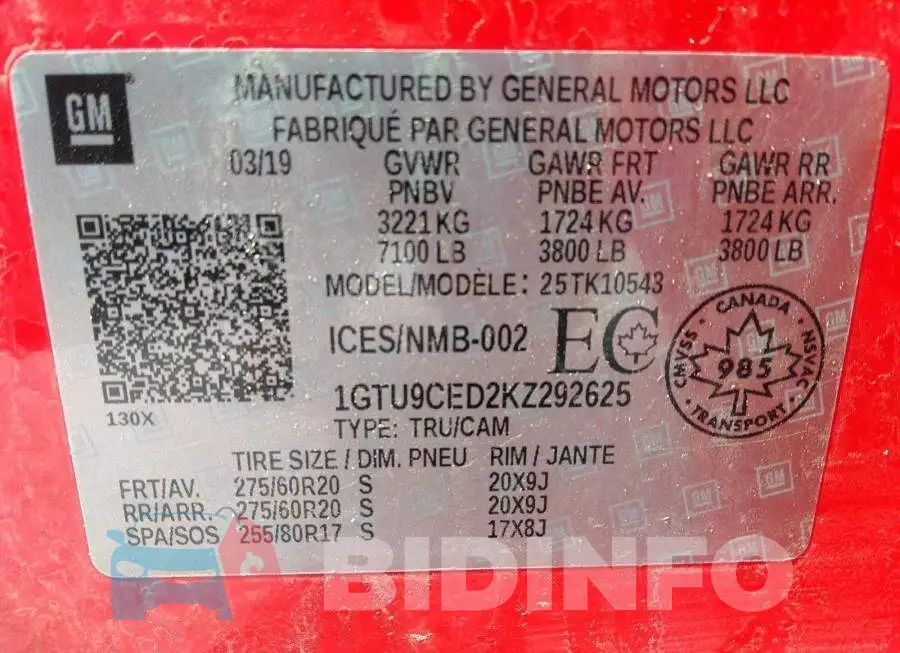 1GTU9CED2KZ292625 Photo# 9
