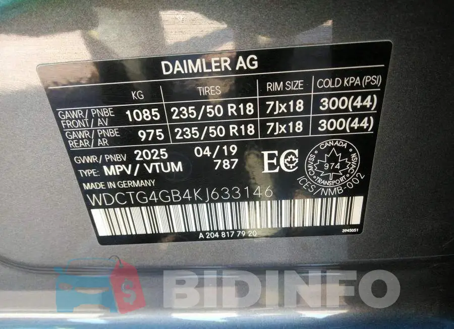 WDCTG4GB4KJ633146 Photo# 9