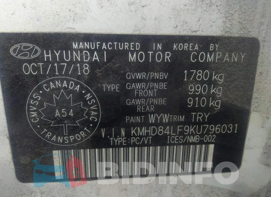 KMHD84LF9KU796031 Photo# 9