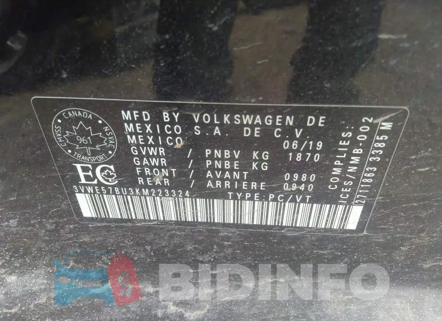 3VWE57BU3KM223324 Photo# 9