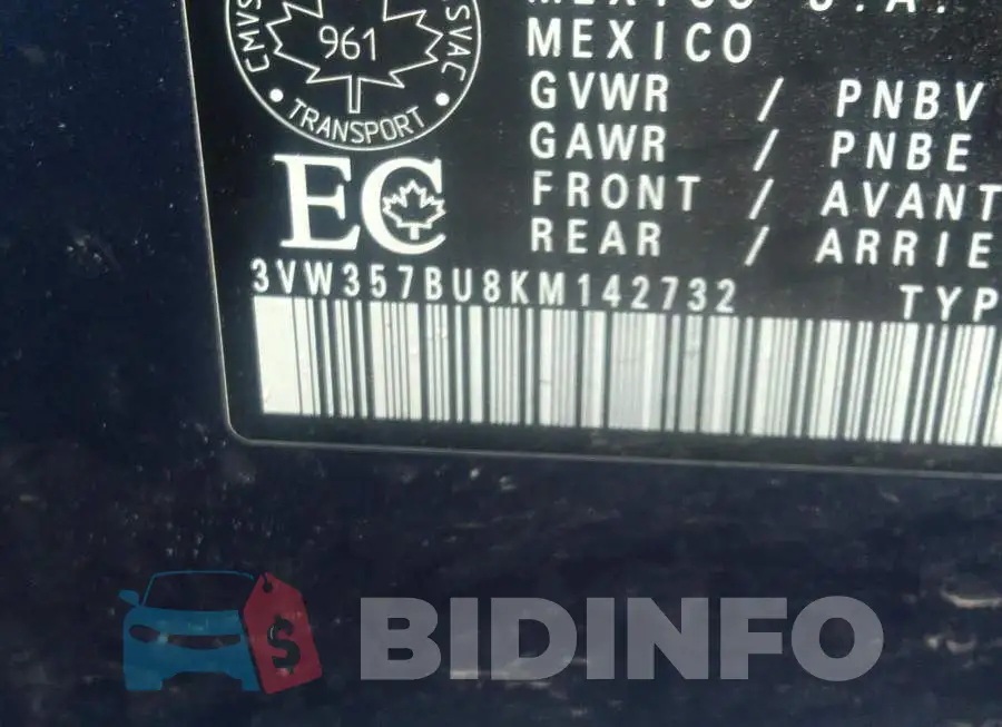 3VW357BU8KM142732 Photo# 9