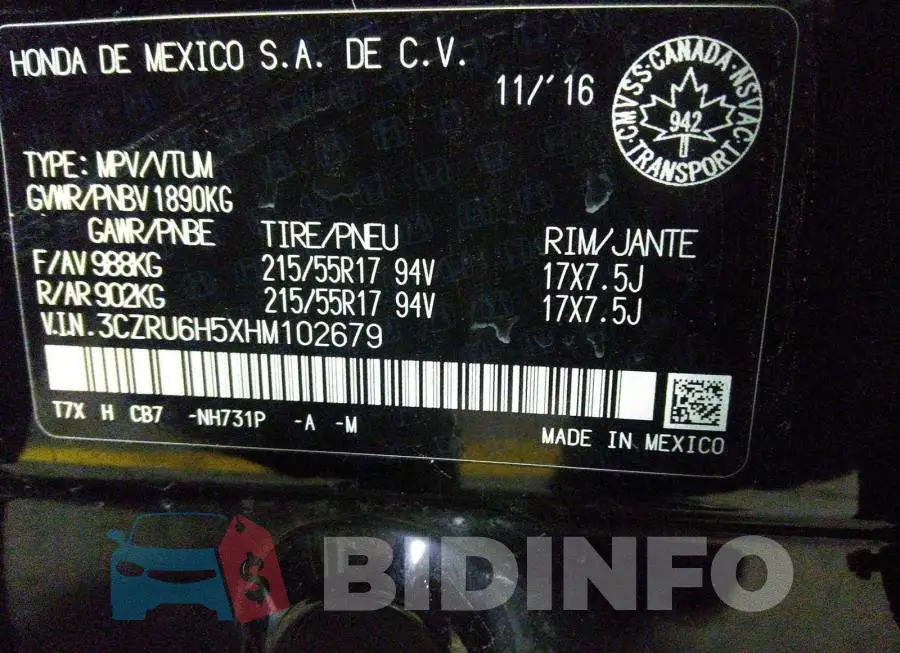 3CZRU6H5XHM102679 Photo# 9