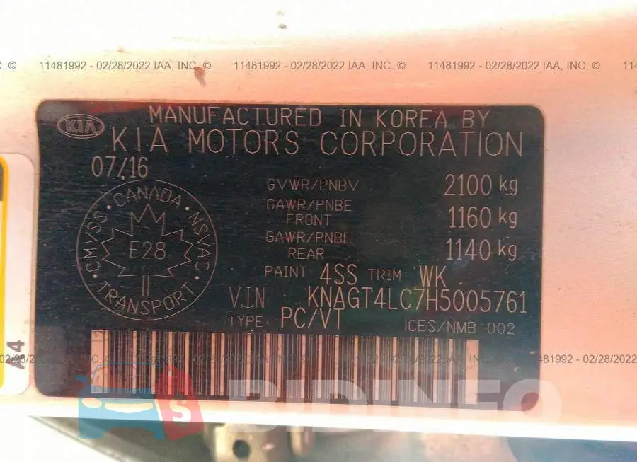 KNAGT4LC7H5005761 Photo# 9