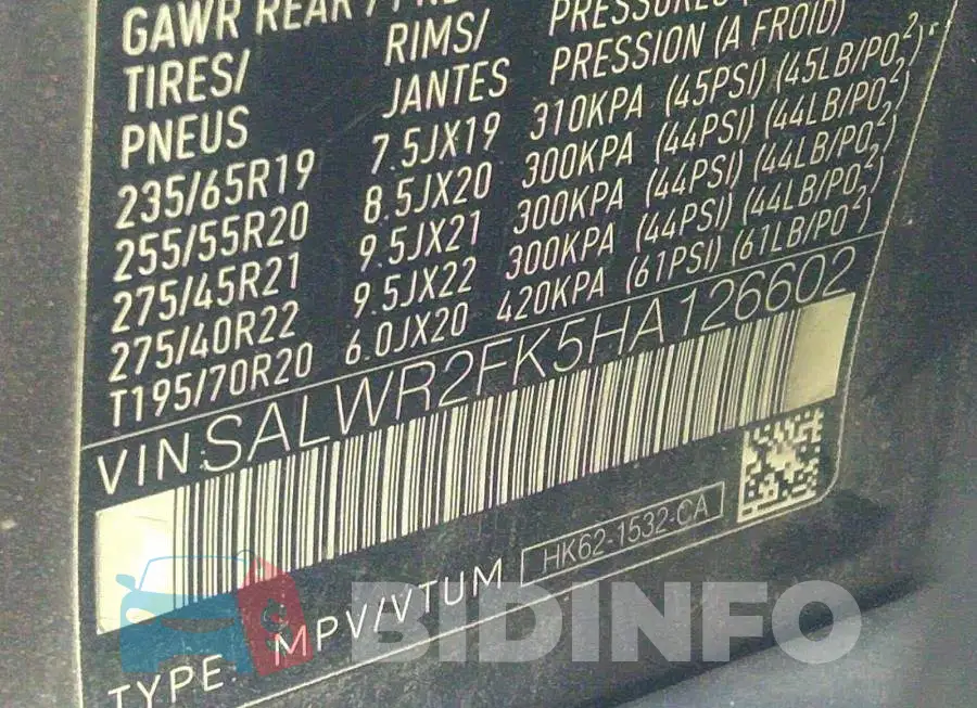 SALWR2FK5HA126602 Photo# 9