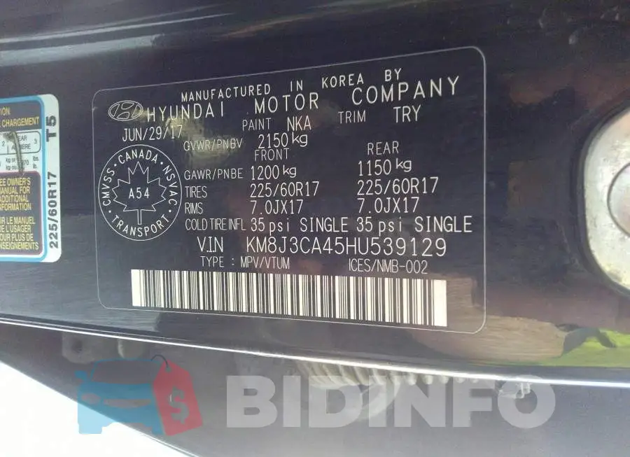KM8J3CA45HU539129 Photo# 9