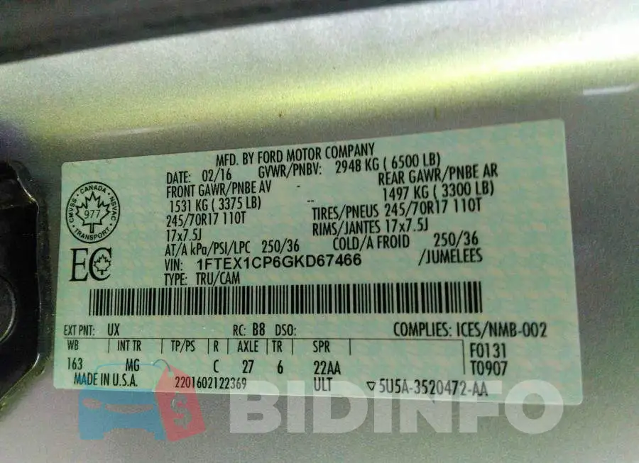1FTEX1CP6GKD67466 Photo# 9