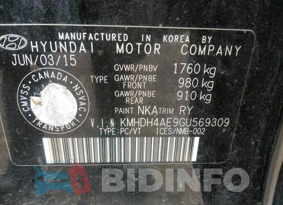 KMHDH4AE9GU569309 Photo# 9