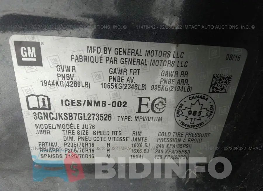 3GNCJKSB7GL273526 Photo# 9