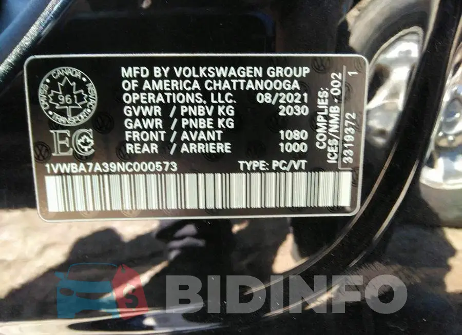 1VWBA7A39NC000573 Photo# 9