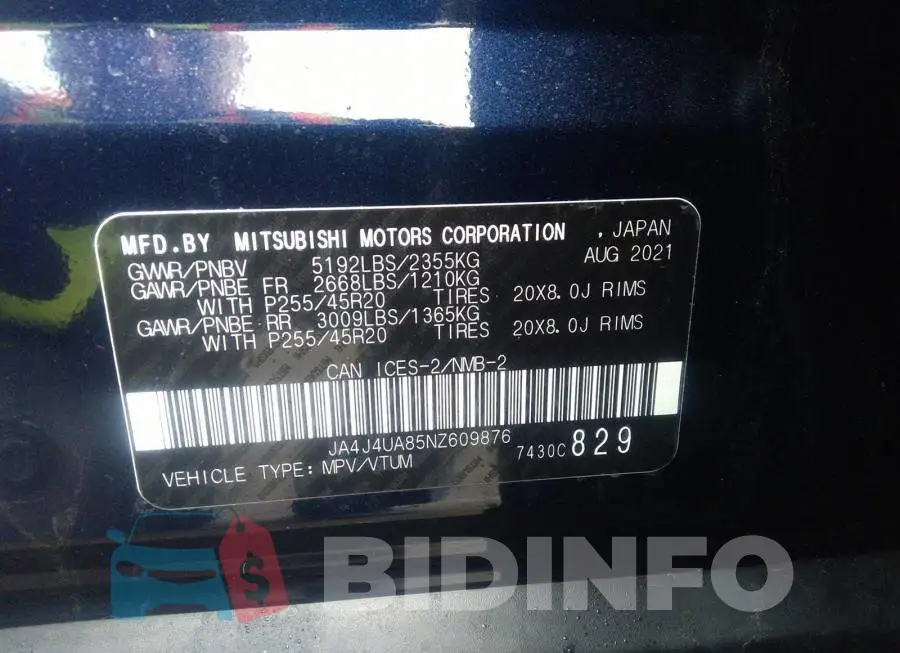JA4J4UA85NZ609876 Photo# 9