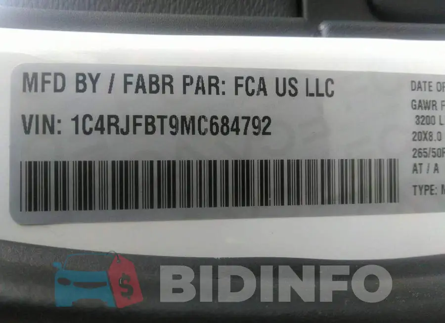 1C4RJFBT9MC684792 Photo# 9