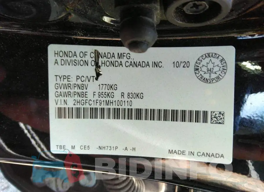 2HGFC1F91MH100110 Photo# 9