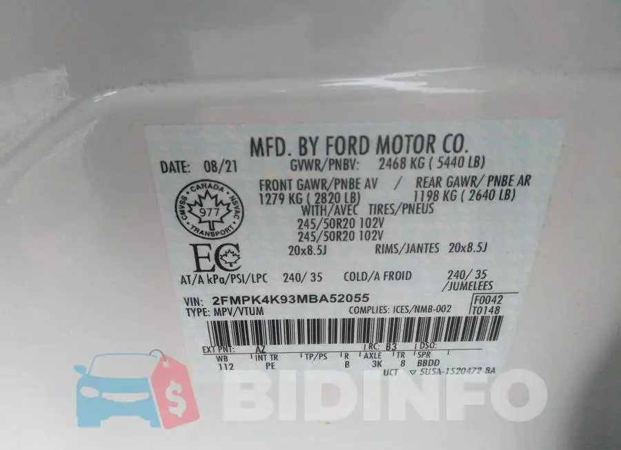 2FMPK4K93MBA52055 Photo# 9