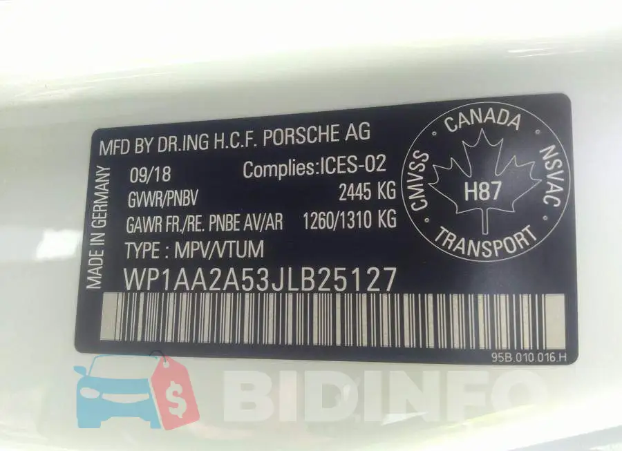 WP1AA2A53JLB25127 Photo# 9