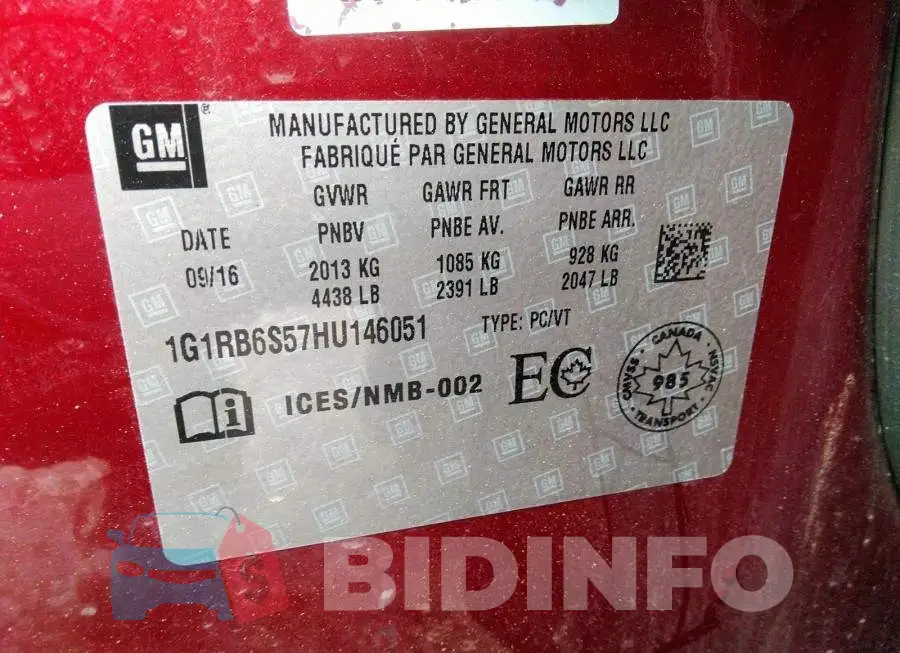 1G1RB6S57HU146051 Photo# 9