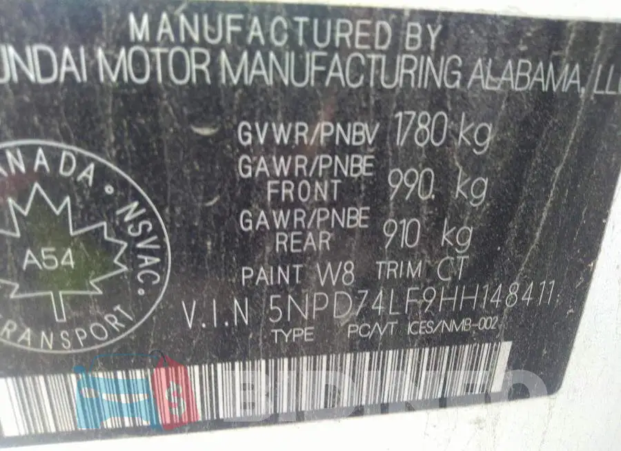 5NPD74LF9HH148411 Photo# 9
