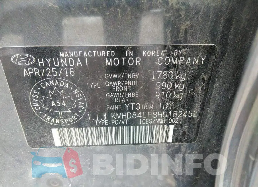 KMHD84LF8HU182452 Photo# 9