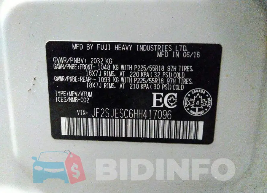 JF2SJESC6HH417096 Photo# 9