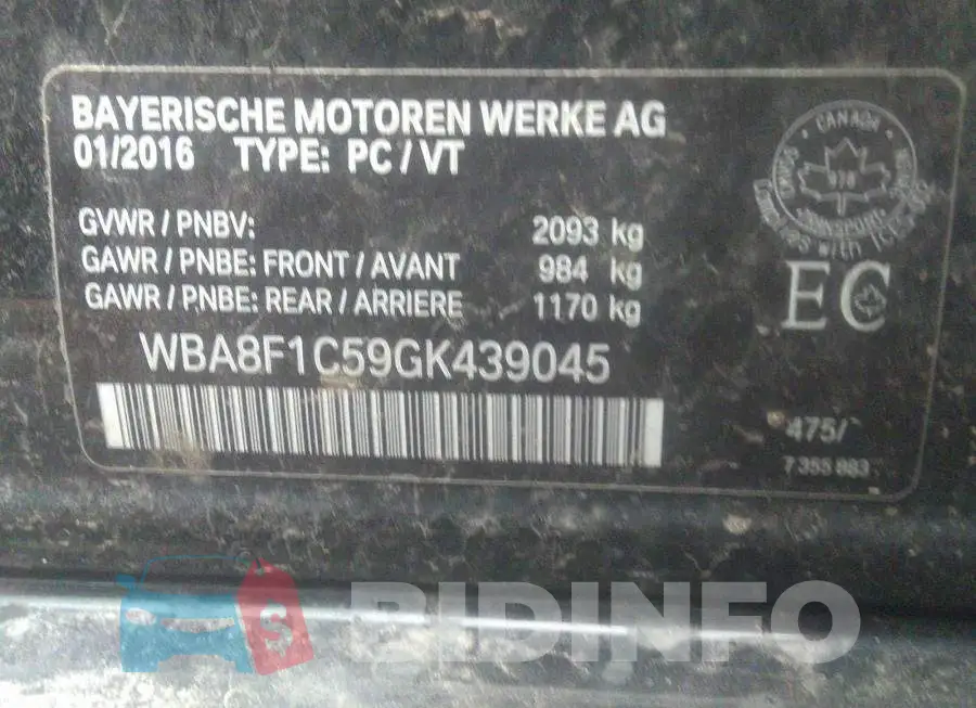 WBA8F1C59GK439045 Photo# 9