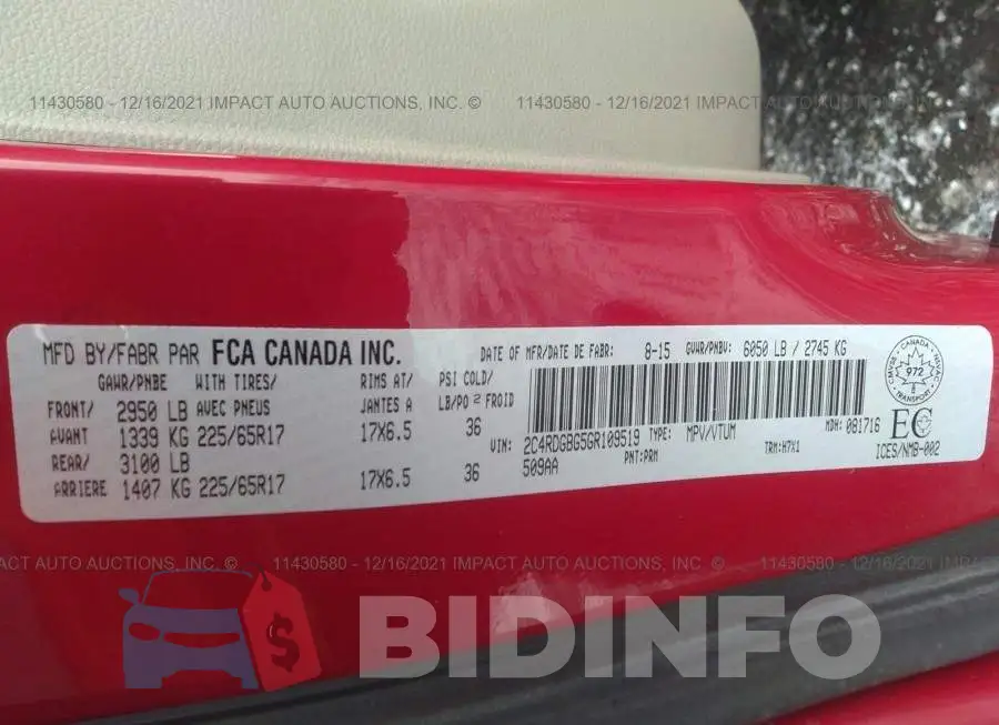 2C4RDGBG5GR109519 Photo# 9