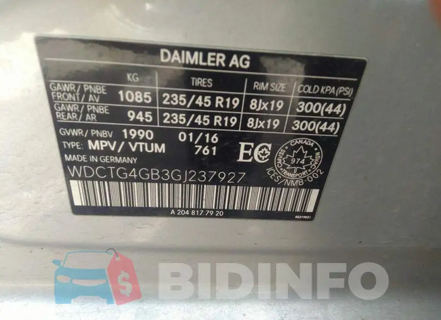 WDCTG4GB3GJ237927 Photo# 9